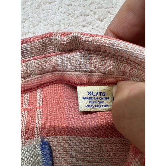 Tommy Bahama Shirt Mens XL Salmon Plaid Silk Short Sleeve Button Up Relax - Picture 4 of 10
